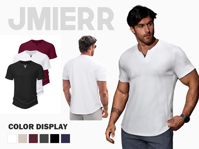 Mens Casual Muscle Slim Fitted T Shirt Short Sleeve V-Neck Soft Tee Shirt,Gym Workout Athletic Menswear Tops,Men's clothing for Daily Wear,Fashion Outfits 2025