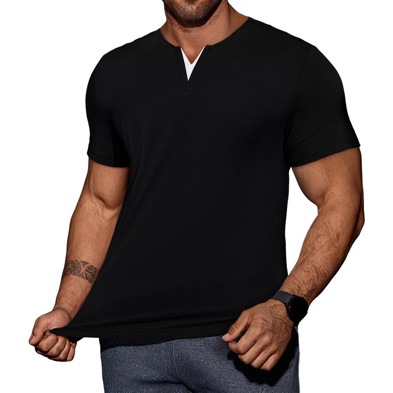 Mens Casual Muscle Slim Fitted T Shirt Short Sleeve V-Neck Soft Tee Shirt,Gym Workout Athletic Menswear Tops,Men's clothing for Daily Wear,Fashion Outfits 2025