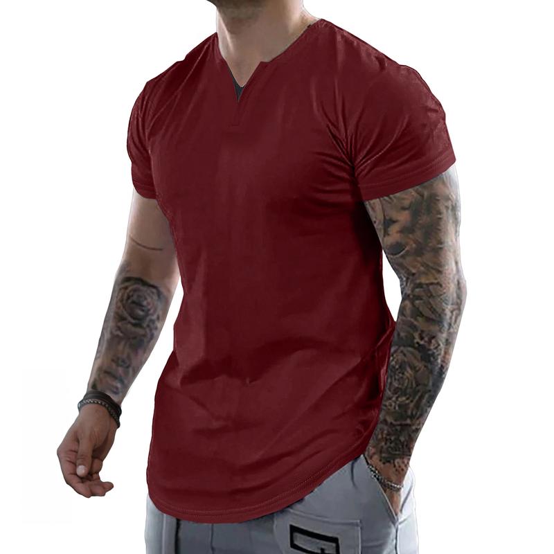 Mens Casual Muscle Slim Fitted T Shirt Short Sleeve V-Neck Soft Tee Shirt,Gym Workout Athletic Menswear Tops,Men's clothing for Daily Wear,Fashion Outfits 2025