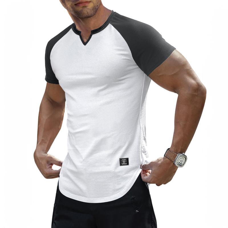 Mens Muscle Slim T Shirt V-Neck Longline Henley Shirt Gym Workout Athletic Tee Shirts, men gifts 