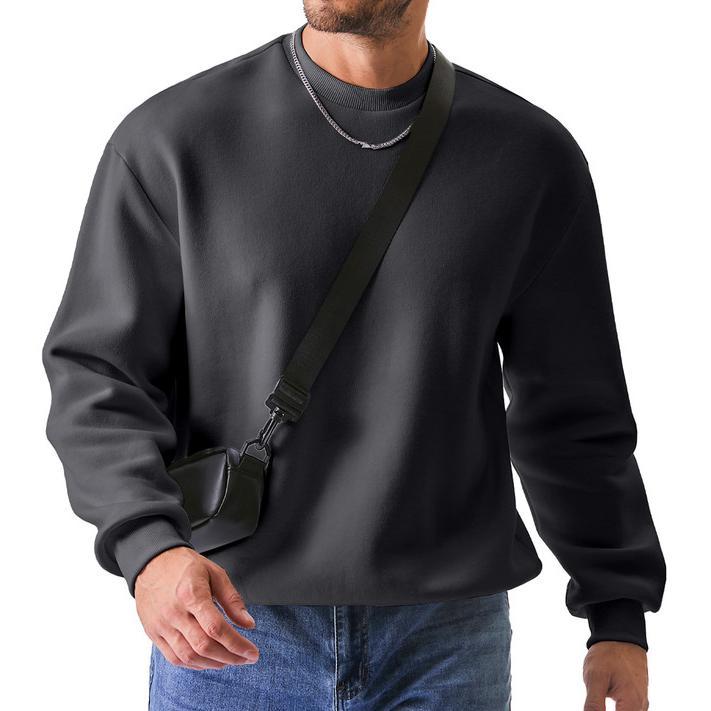 Men's Casual Fleece Long Sleeves Crewneck Sweatshirts Thick Cotton Pullover Sweatshirt for Men