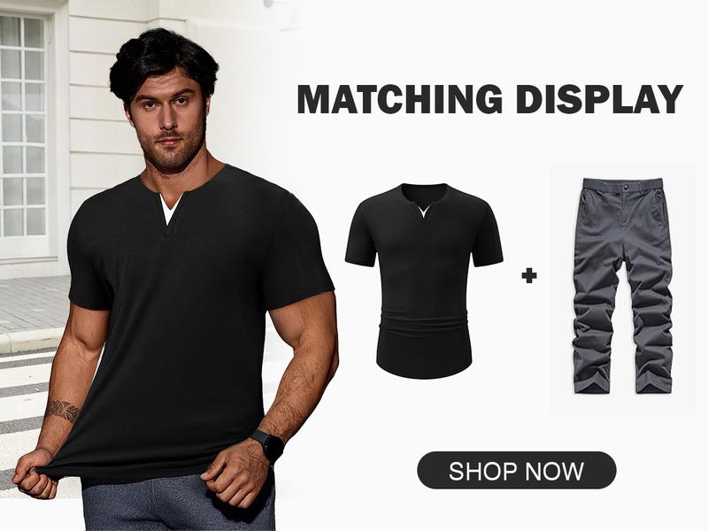 Mens Casual Muscle Slim Fitted T Shirt Short Sleeve V-Neck Soft Tee Shirt,Gym Workout Athletic Menswear Tops,Men's clothing for Daily Wear,Fashion Outfits 2025