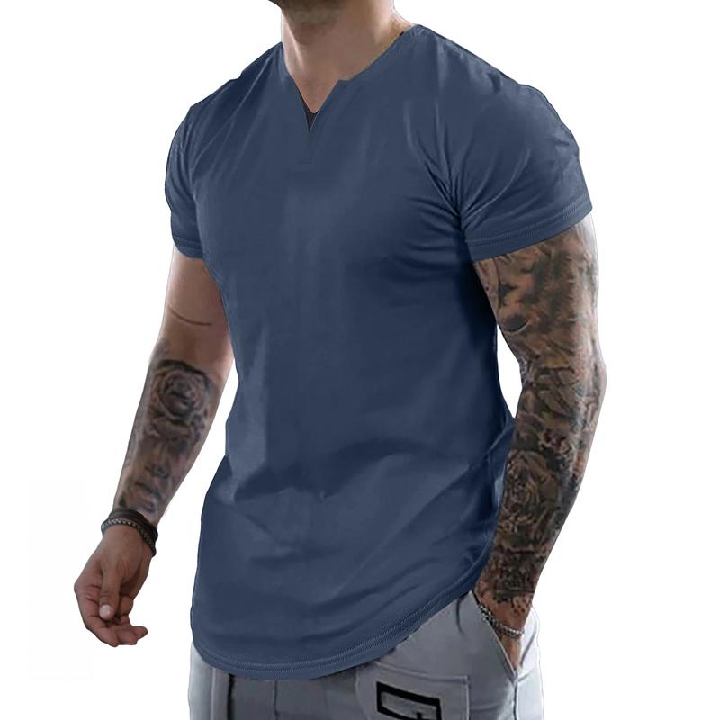 Mens Casual Muscle Slim Fitted T Shirt Short Sleeve V-Neck Soft Tee Shirt,Gym Workout Athletic Menswear Tops,Men's clothing for Daily Wear,Fashion Outfits 2025