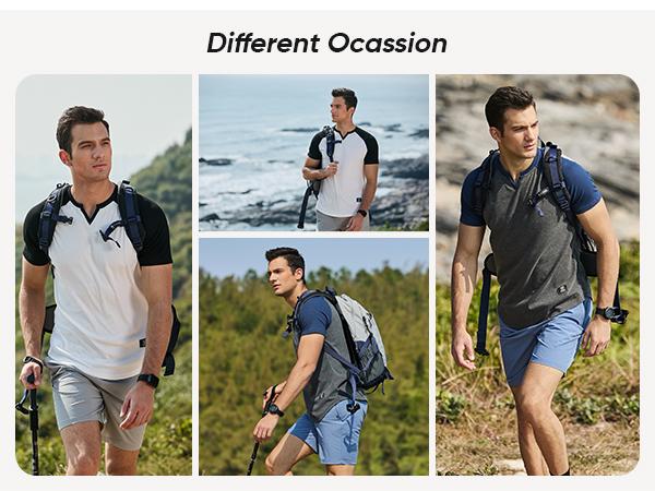 Mens Muscle Slim T Shirt V-Neck Longline Henley Shirt Gym Workout Athletic Tee Shirts, men gifts 