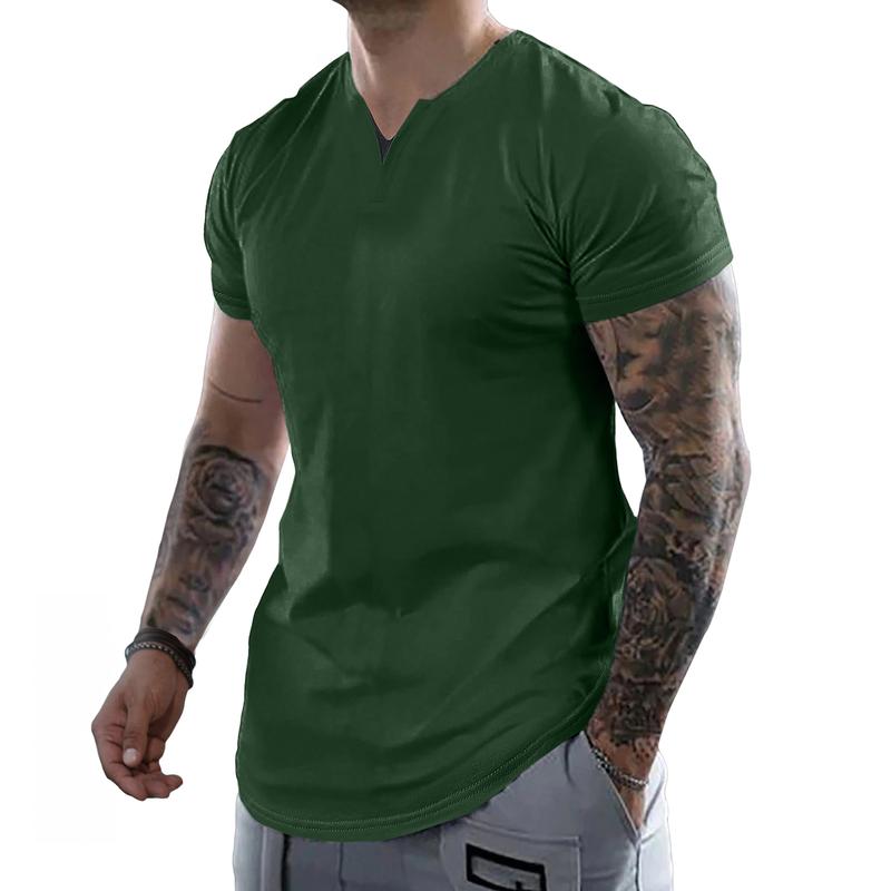Mens Casual Muscle Slim Fitted T Shirt Short Sleeve V-Neck Soft Tee Shirt,Gym Workout Athletic Menswear Tops,Men's clothing for Daily Wear,Fashion Outfits 2025