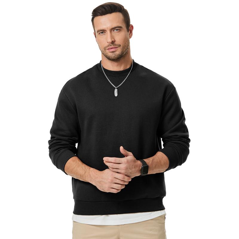 Men's Casual Fleece Long Sleeves Crewneck Sweatshirts Thick Cotton Pullover Sweatshirt for Men