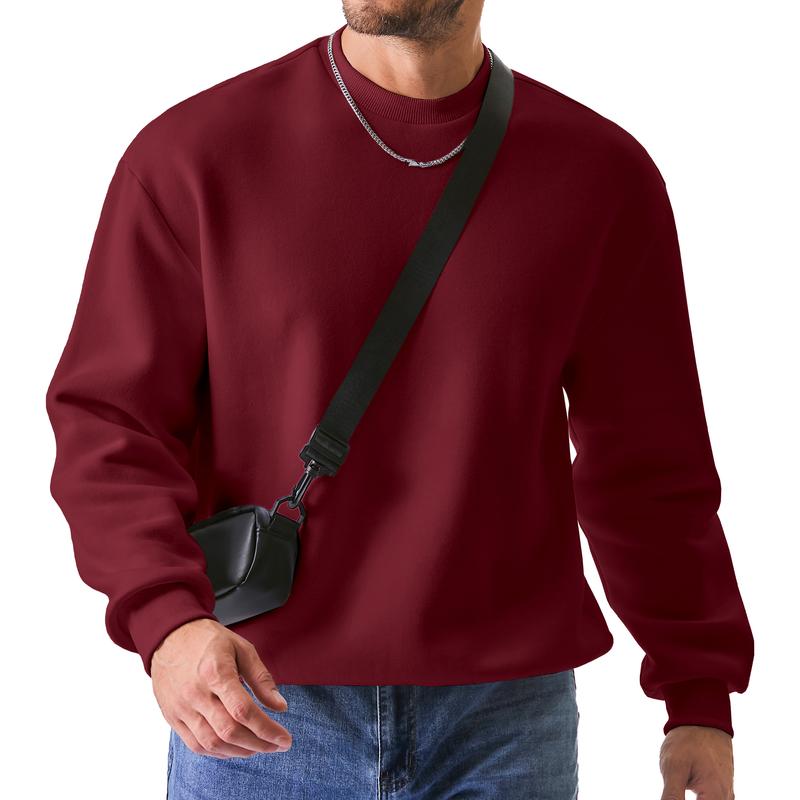 Men's Casual Fleece Long Sleeves Crewneck Sweatshirts Thick Cotton Pullover Sweatshirt for Men