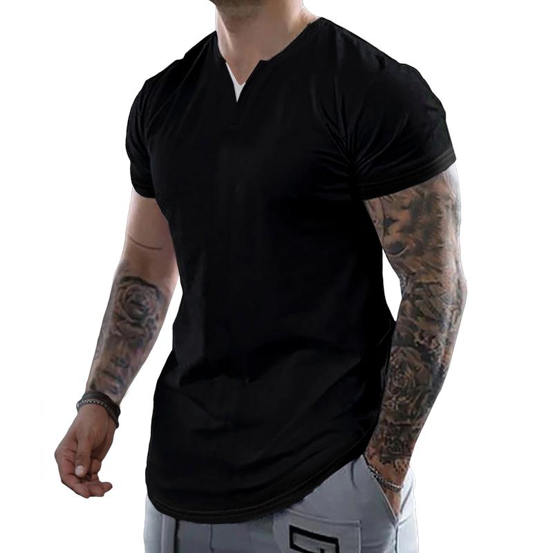 Mens Casual Muscle Slim Fitted T Shirt Short Sleeve V-Neck Soft Tee Shirt,Gym Workout Athletic Menswear Tops,Men's clothing for Daily Wear,Fashion Outfits 2025
