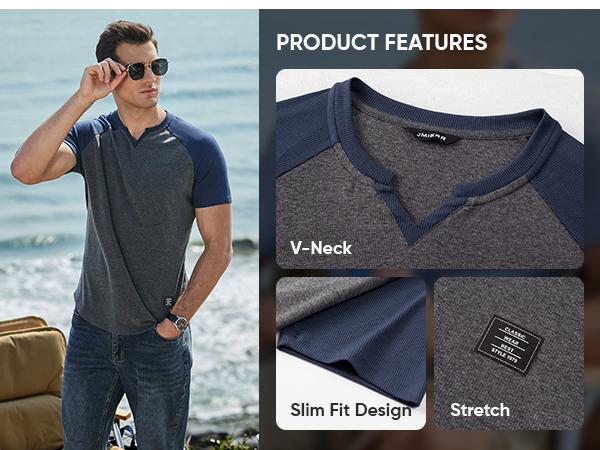 Mens Muscle Slim T Shirt V-Neck Longline Henley Shirt Gym Workout Athletic Tee Shirts, men gifts 