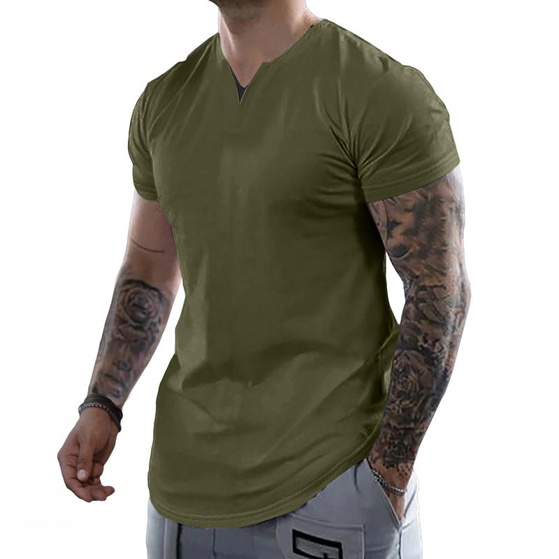 Mens Casual Muscle Slim Fitted T Shirt Short Sleeve V-Neck Soft Tee Shirt,Gym Workout Athletic Menswear Tops,Men's clothing for Daily Wear,Fashion Outfits 2025