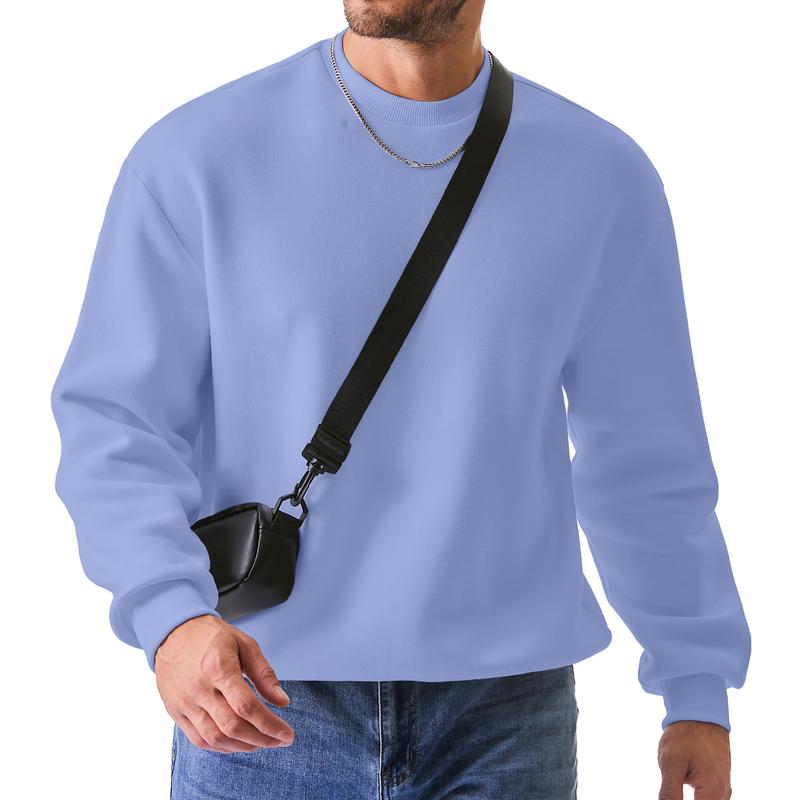 Men's Casual Fleece Long Sleeves Crewneck Sweatshirts Thick Cotton Pullover Sweatshirt for Men
