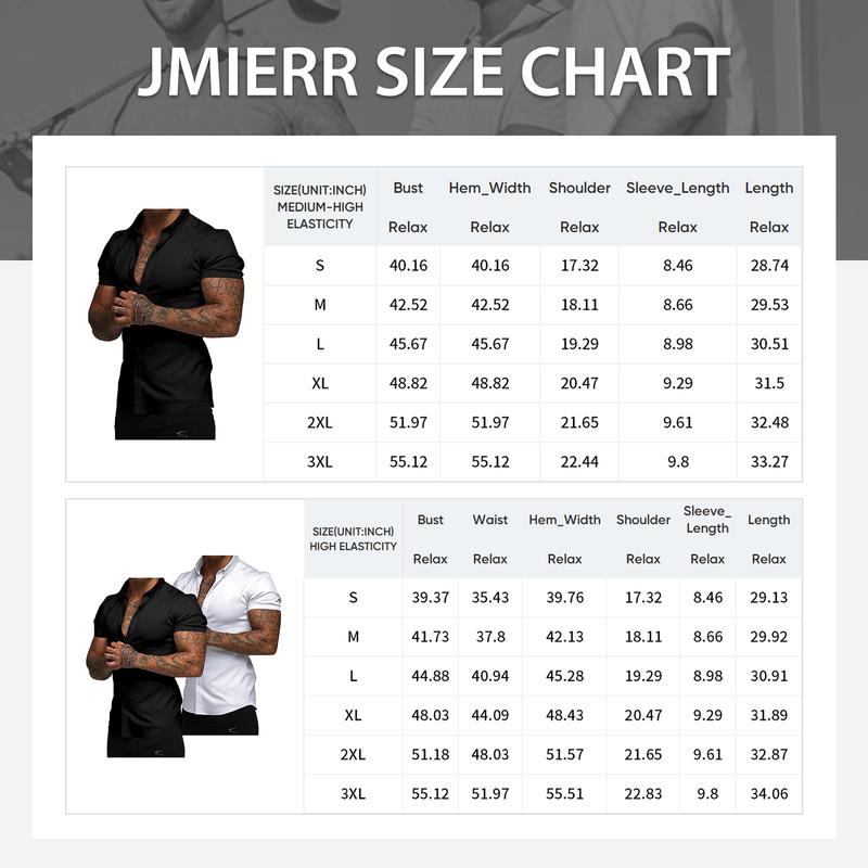 Mens Muscle Fit Dress Shirts Casual Button Down Shirt Short Sleeve Wrinkle-Free Shirts 