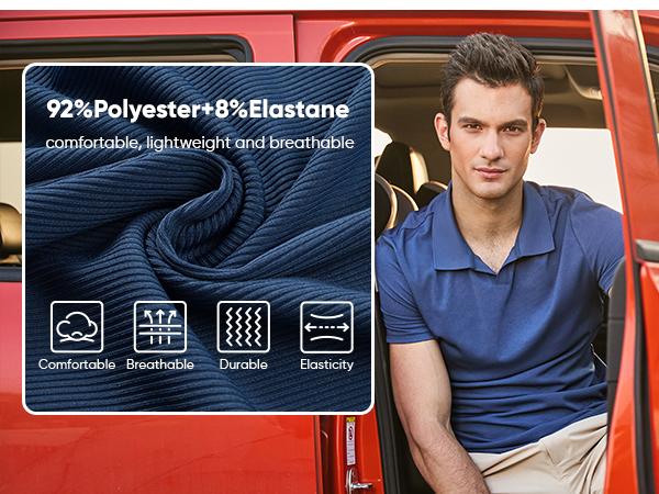 Men's Muscle V Neck Polo Shirts Casual Short Sleeve Slim Fit Ribbed Golf T Shirt Athletic Tee 