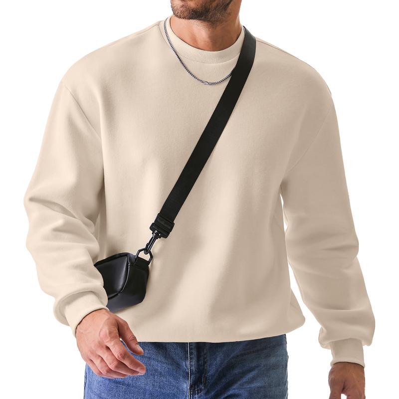 Men's Casual Fleece Long Sleeves Crewneck Sweatshirts Thick Cotton Pullover Sweatshirt for Men