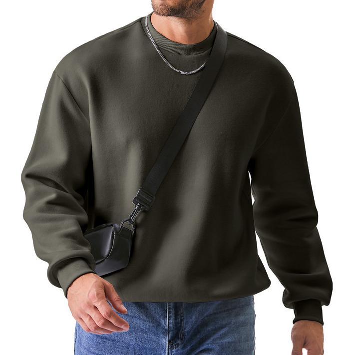 Men's Casual Fleece Long Sleeves Crewneck Sweatshirts Thick Cotton Pullover Sweatshirt for Men