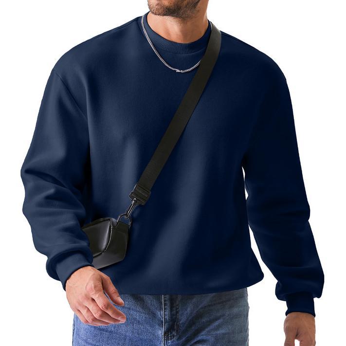 Men's Casual Fleece Long Sleeves Crewneck Sweatshirts Thick Cotton Pullover Sweatshirt for Men