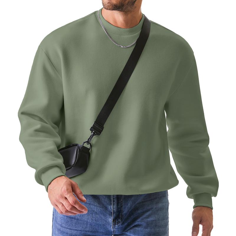 Men's Casual Fleece Long Sleeves Crewneck Sweatshirts Thick Cotton Pullover Sweatshirt for Men