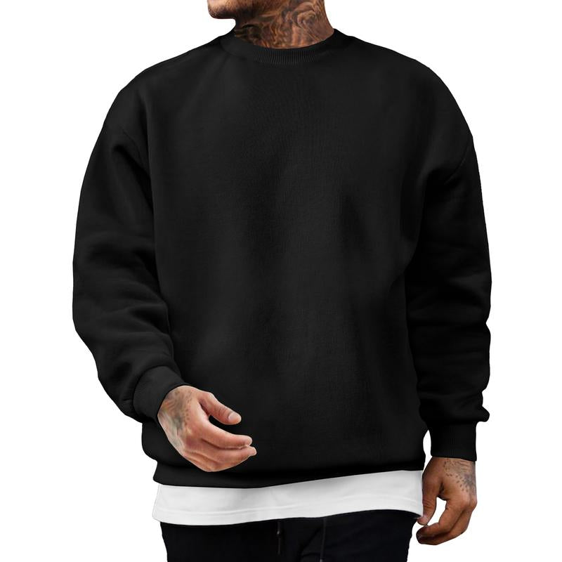 Men's Casual Fleece Long Sleeves Crewneck Sweatshirts Thick Cotton Pullover Sweatshirt for Men