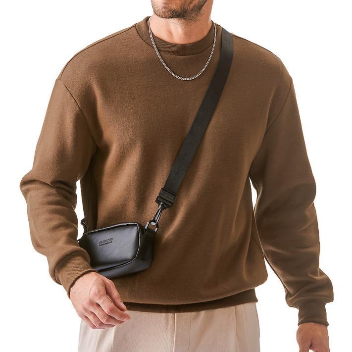 Men's Casual Fleece Long Sleeves Crewneck Sweatshirts Thick Cotton Pullover Sweatshirt for Men