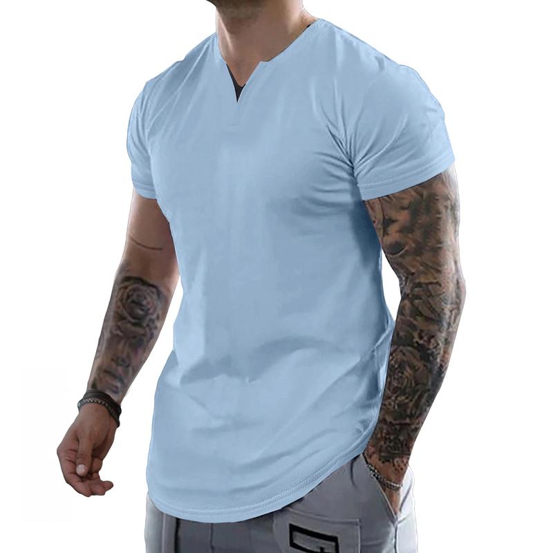 Mens Casual Muscle Slim Fitted T Shirt Short Sleeve V-Neck Soft Tee Shirt,Gym Workout Athletic Menswear Tops,Men's clothing for Daily Wear,Fashion Outfits 2025