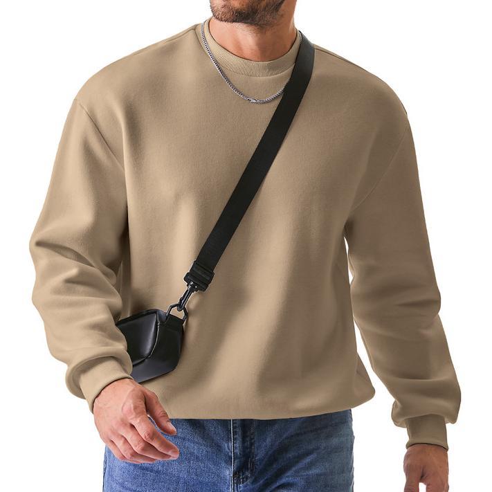 Men's Casual Fleece Long Sleeves Crewneck Sweatshirts Thick Cotton Pullover Sweatshirt for Men