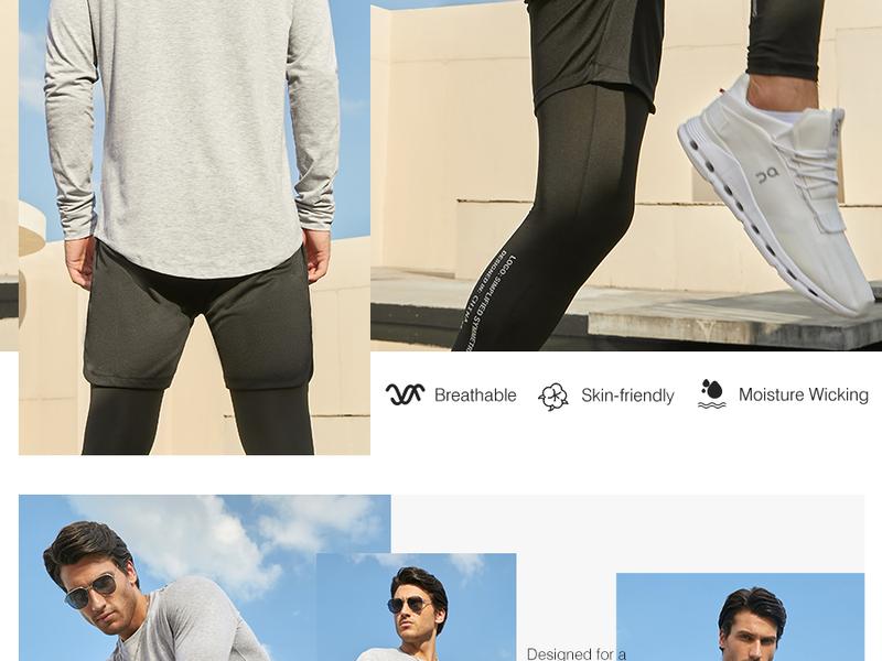 Mens 3 Pack Cotton Hipster Hip Hop Longline Crewneck Sport T-Shirt, Menswear Casual Top for Outdoor Daily Wear