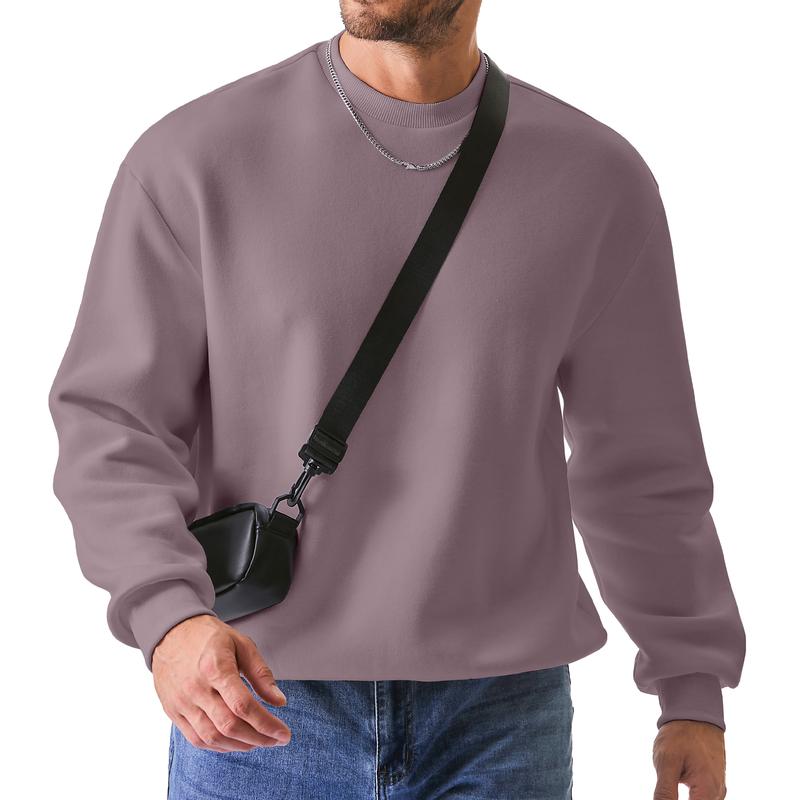 Men's Casual Fleece Long Sleeves Crewneck Sweatshirts Thick Cotton Pullover Sweatshirt for Men