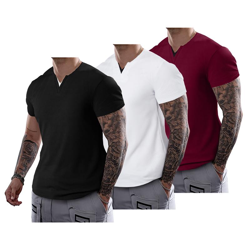 Mens Casual Muscle Slim Fitted T Shirt Short Sleeve V-Neck Soft Tee Shirt,Gym Workout Athletic Menswear Tops,Men's clothing for Daily Wear,Fashion Outfits 2025