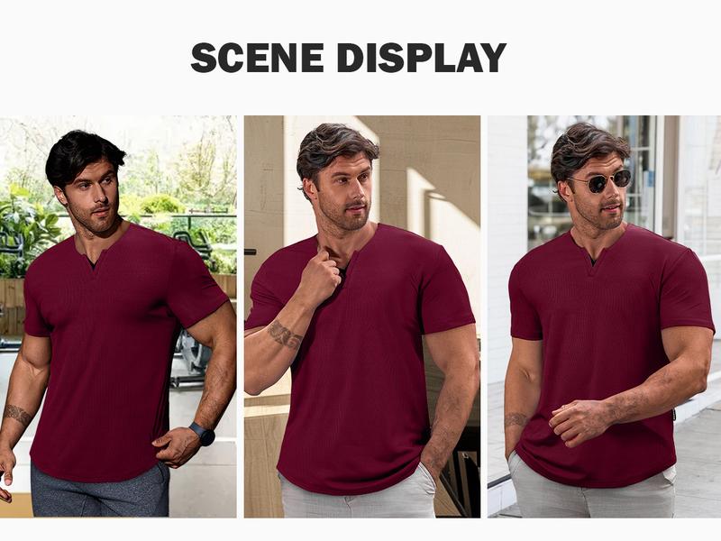 Mens Casual Muscle Slim Fitted T Shirt Short Sleeve V-Neck Soft Tee Shirt,Gym Workout Athletic Menswear Tops,Men's clothing for Daily Wear,Fashion Outfits 2025