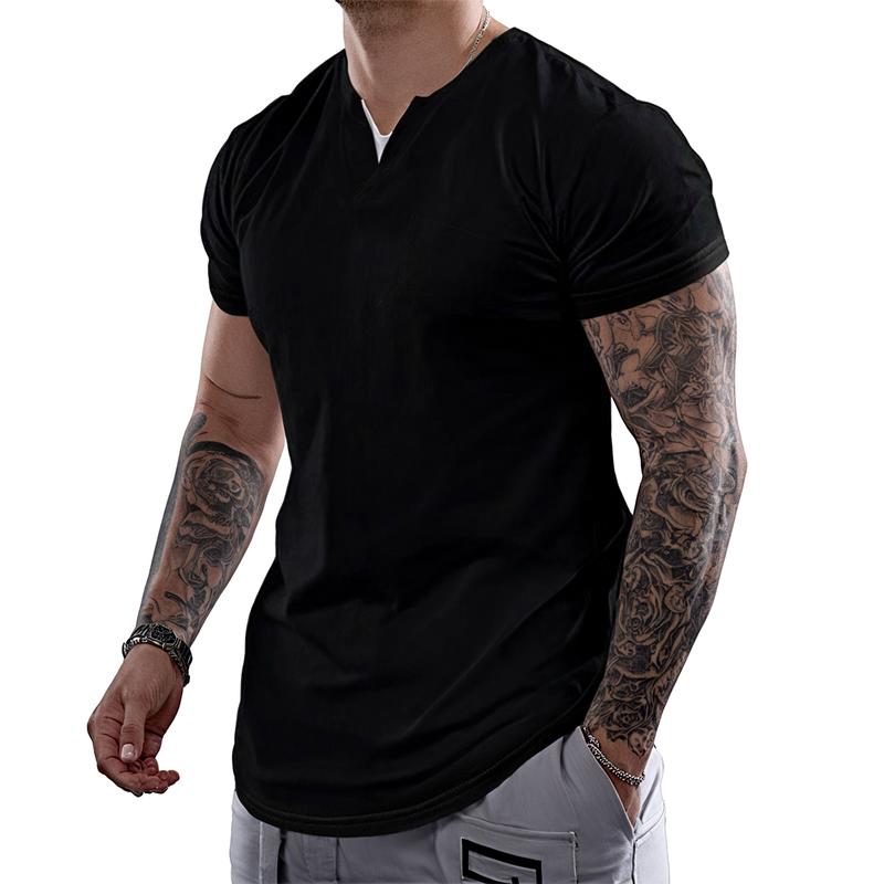 Mens Casual Muscle Slim Fitted T Shirt Short Sleeve V-Neck Soft Tee Shirt,Gym Workout Athletic Menswear Tops,Men's clothing for Daily Wear,Fashion Outfits 2025