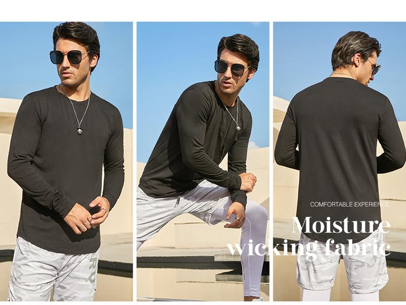 Mens 3 Pack Cotton Hipster Hip Hop Longline Crewneck Sport T-Shirt, Menswear Casual Top for Outdoor Daily Wear