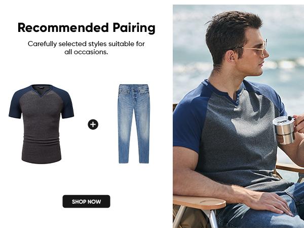 Mens Muscle Slim T Shirt V-Neck Longline Henley Shirt Gym Workout Athletic Tee Shirts, men gifts 