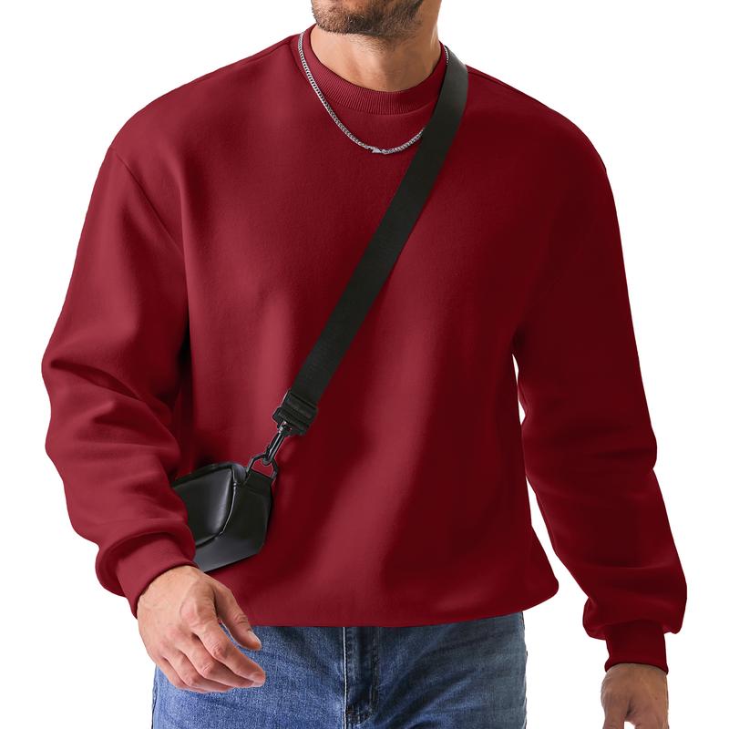Men's Casual Fleece Long Sleeves Crewneck Sweatshirts Thick Cotton Pullover Sweatshirt for Men