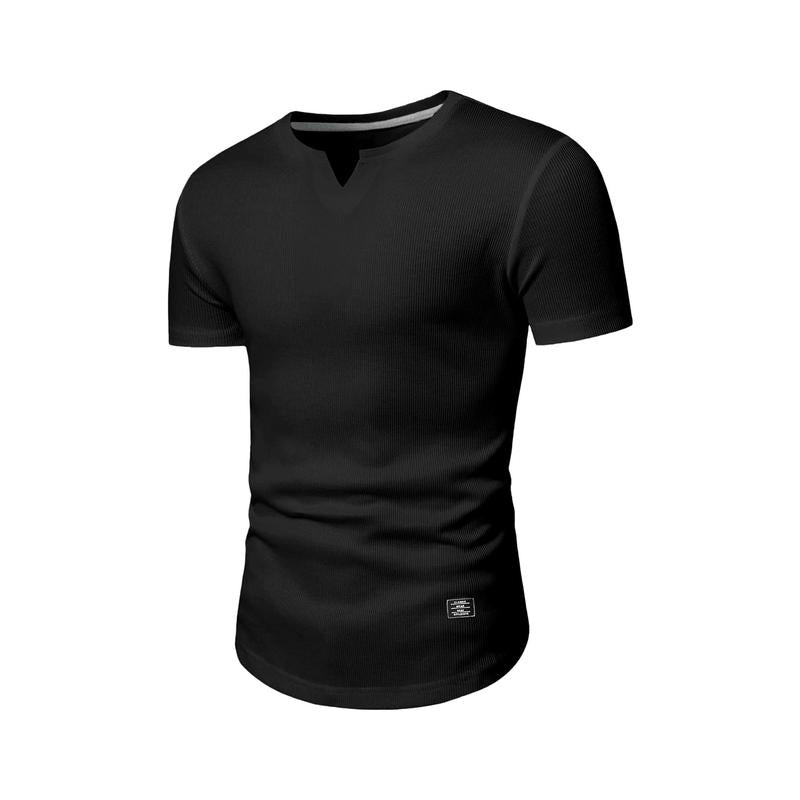 Men's Plain Muscle Slim Fitted T Shirt Polyester V-Neck Longline Shirt Gym Workout Athletic Tee Shirts Menswear Casual Tops,Short Sleeve T-Shirt for Daily Outdoor Wear,Men's Streetwear Outfits
