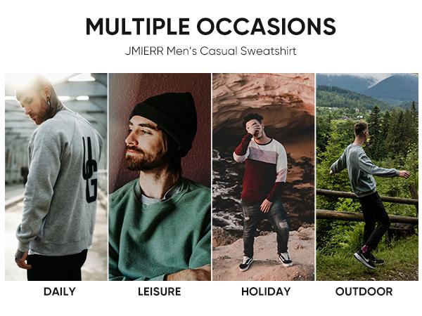 Men's Casual Fleece Long Sleeves Crewneck Sweatshirts Thick Cotton Pullover Sweatshirt for Men