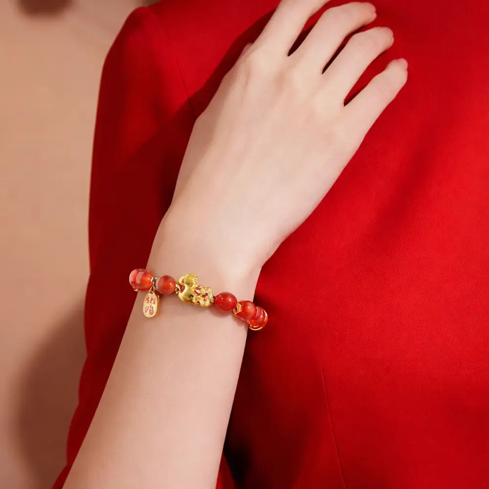 Natural Red Agate Bracelet – Year of the Horse 2026 Luck & Wealth Taoist Blessing Bracelet for Women