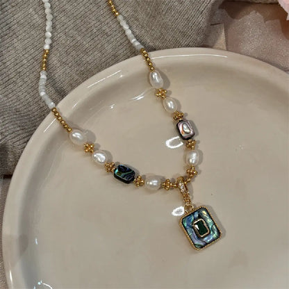 Freshwater Pearl & Abalone Shell Necklace – Taoist Protection Luxury Minimalist Energy Jewelry Gift Set