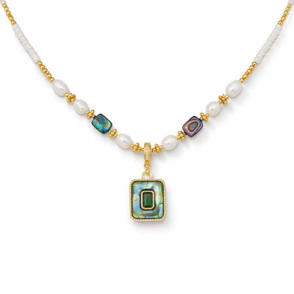 Freshwater Pearl & Abalone Shell Necklace – Taoist Protection Luxury Minimalist Energy Jewelry Gift Set