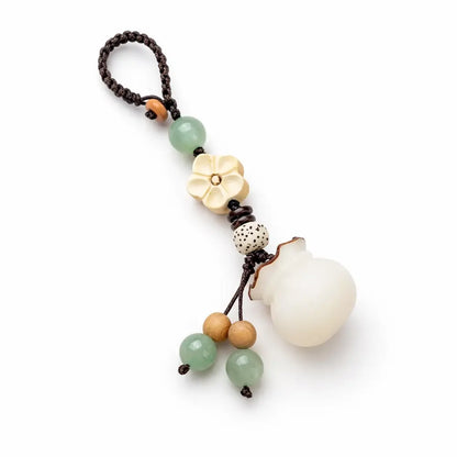 Handmade Bodhi Phone Charm & Lucky Keychain – Taoist Wealth & Protection Amulet Gift Set