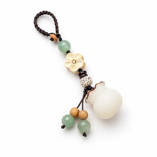 Handmade Bodhi Phone Charm & Lucky Keychain – Taoist Wealth & Protection Amulet Gift Set