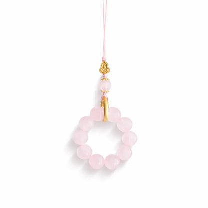 Lucky Crystal Phone Charm – Rose Quartz & Clear Quartz Gourd Taoist Protection Gift Set