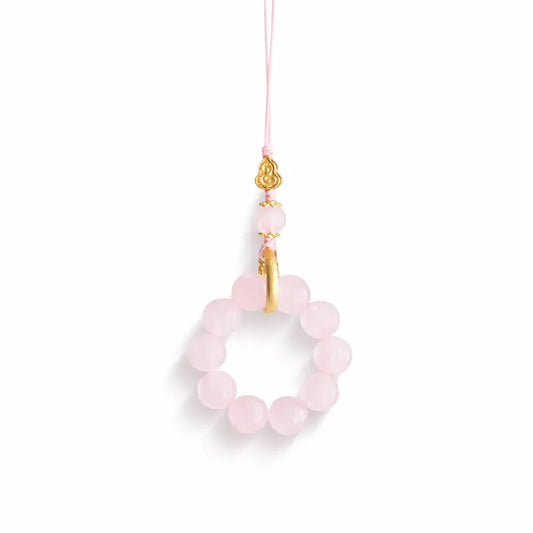 Lucky Crystal Phone Charm – Rose Quartz & Clear Quartz Gourd Taoist Protection Gift Set