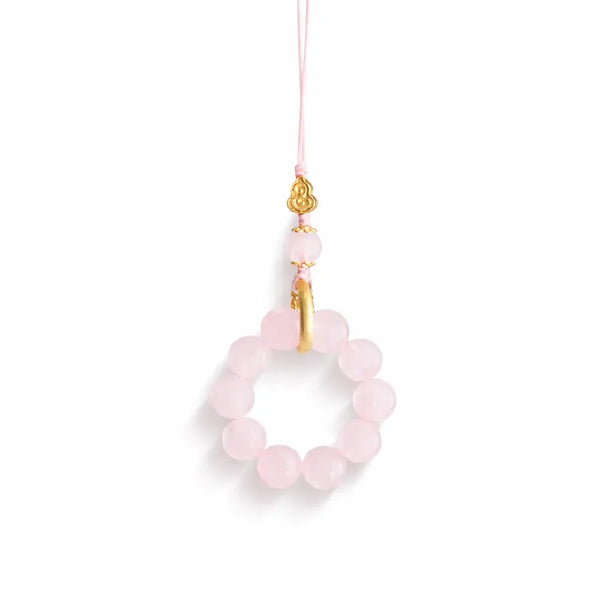 Lucky Crystal Phone Charm – Rose Quartz & Clear Quartz Gourd Taoist Protection Gift Set