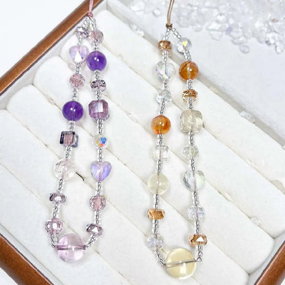 Natural Amethyst Crystal Phone Charm – Taoist Protection Energy Handmade Strap Gift Set