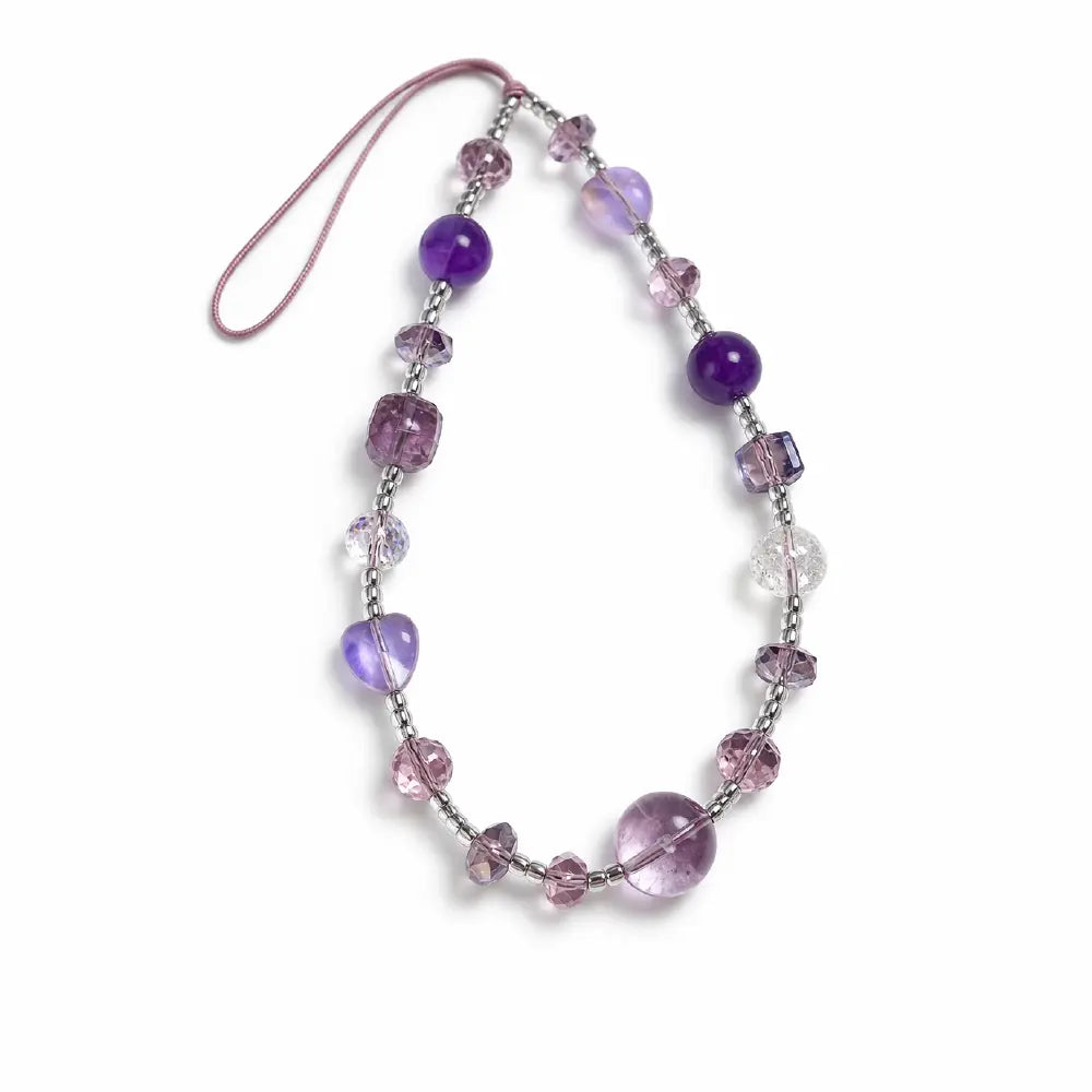 Natural Amethyst Crystal Phone Charm – Taoist Protection Energy Handmade Strap Gift Set