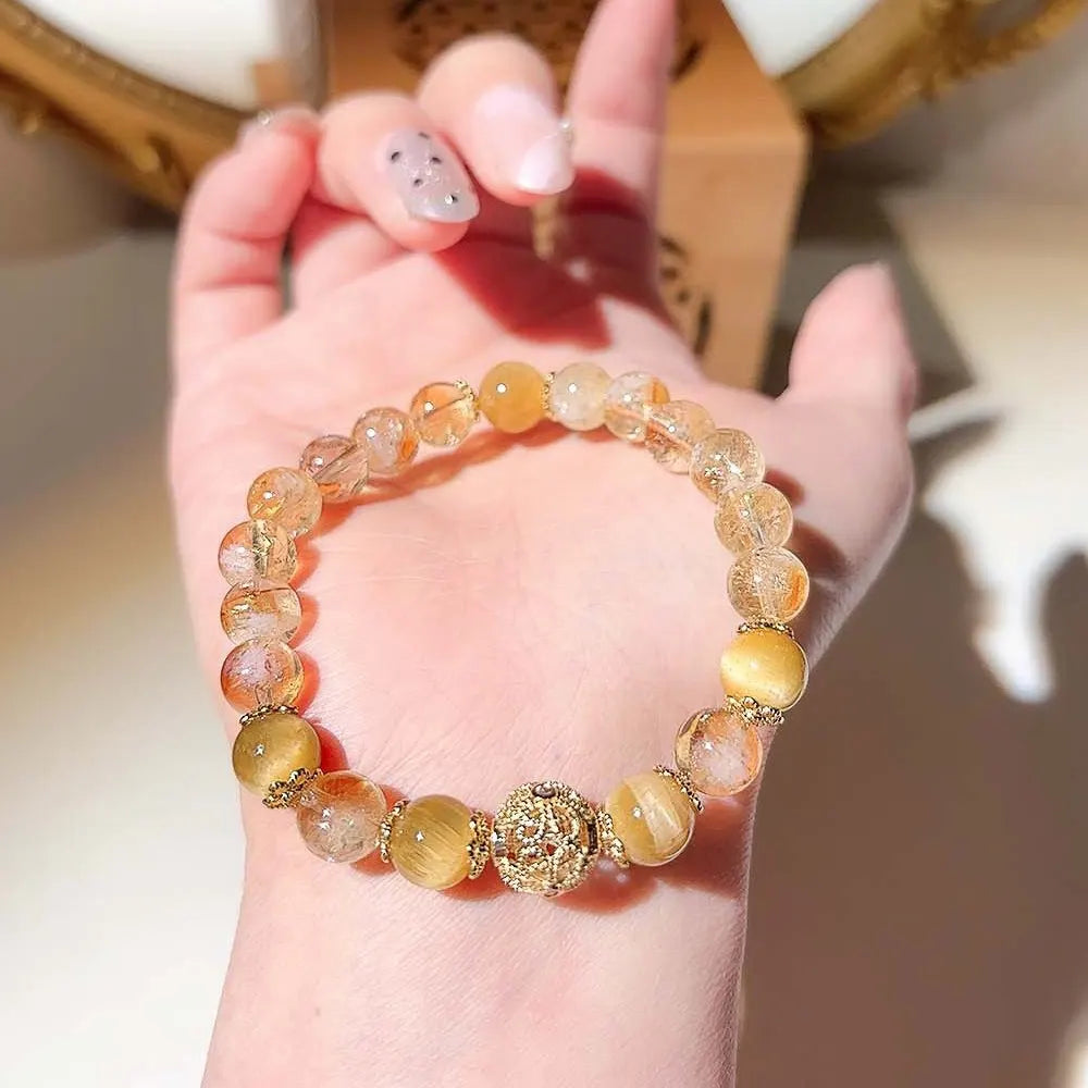 Citrine Wealth Bracelet Gift Set – Feng Shui Lucky Crystal Jewelry for Women Taoist Blessing