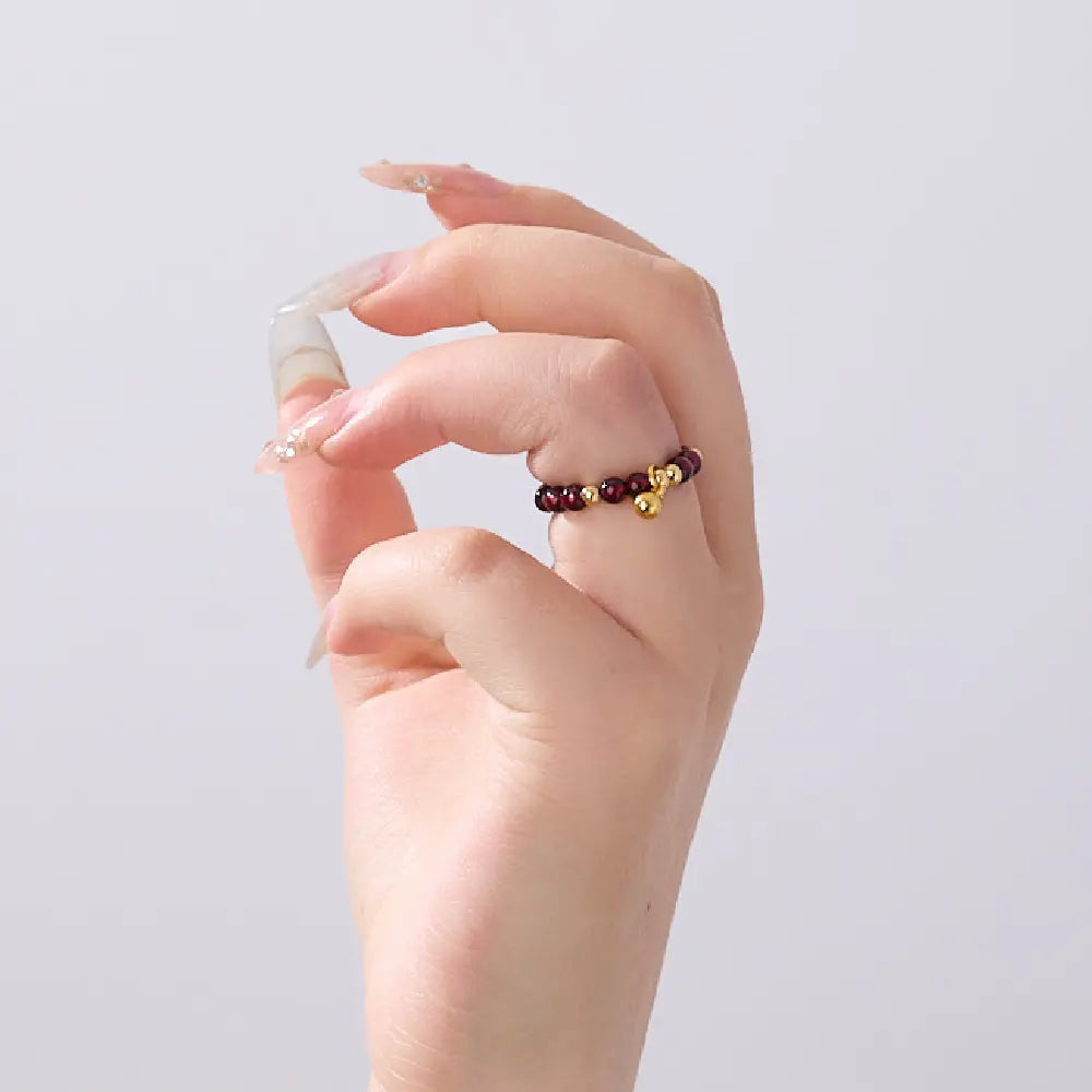 Natural Garnet Energy Ring – Taoist Love Attraction & Protection Crystal Ring Gift Set