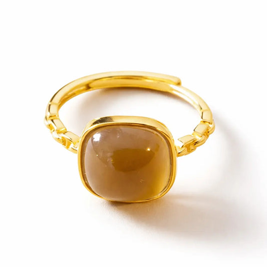 Natural Hetian Jade Sugar Cube Ring – S925 Silver Adjustable Taoist Blessing Gift Set
