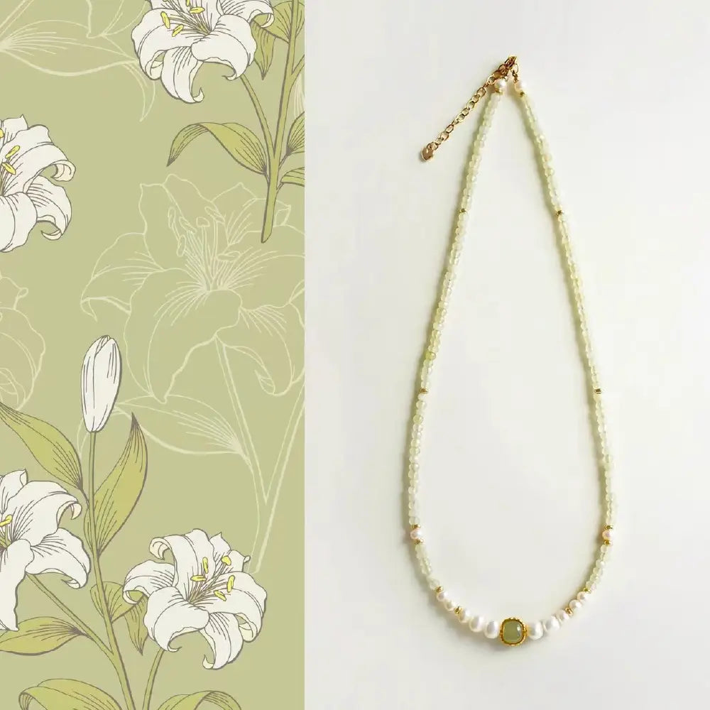 Natural Jade Pearl Necklace – Chinese Style Minimalist Clavicle Chain Taoist Energy Gift Set for Women