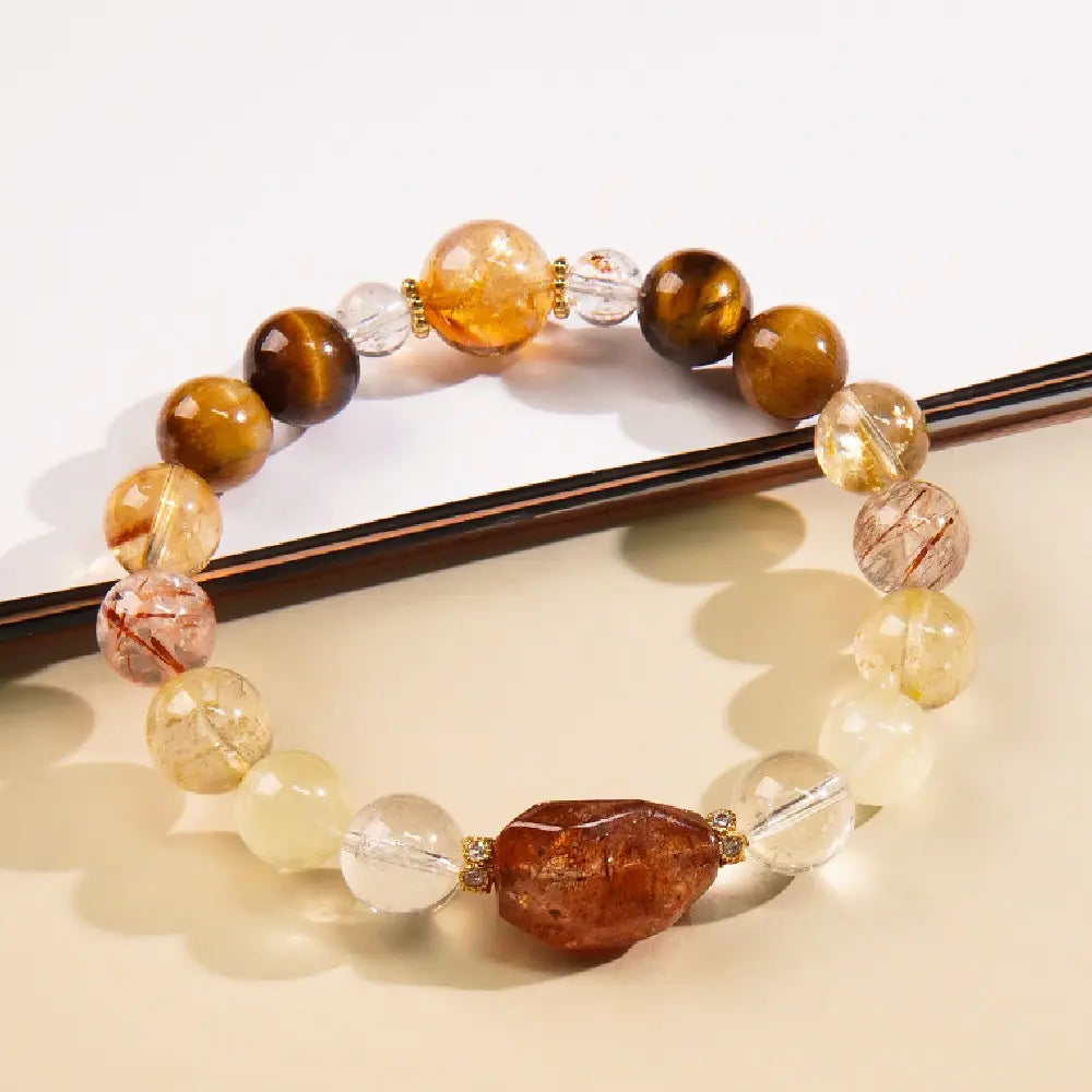 Natural Super Seven Crystal Bracelet – Taoist Wealth, Luck & Energy Alignment Bracelet Gift Set